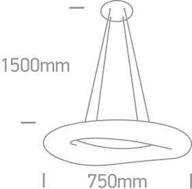 Pendant Light White Circular Warm White LED built in 6400lm 80W Metal One Light SKU:63110C/W - Toplightco