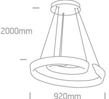 Pendant Light White Circular Warm White LED built in 4800lm 60W Metal One Light SKU:63112/W - Toplightco