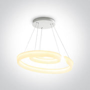 Pendant Light White Circular Warm White LED built in 4800lm 60W Metal One Light SKU:63112/W - Toplightco