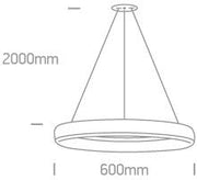 Pendant Light White Circular Warm White LED built in 2400lm 40W Metal One Light SKU:63114/W/W - Toplightco