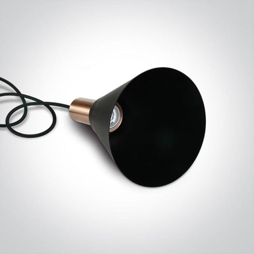 Copper Pendant Black Shade 10w E27 Pendant SKU: 63122/CU - Toplightco