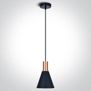 Copper Pendant Black Shade 10w E27 Pendant SKU: 63122/CU - Toplightco