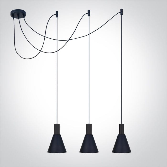Pendant Black With Black Shade 10w 3xe27 One Light SKU:63122B/B - Toplightco