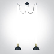 Brushed Brass Twin Pendant With Black Shade 10w 2xe27 - Toplightco