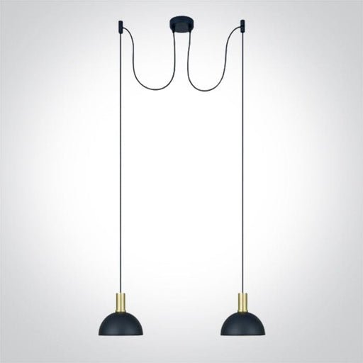 Brushed Brass Twin Pendant With Black Shade 10w 2xe27 - Toplightco