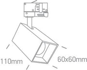 3 Circuit Tracklight Black Rectangular Replaceable lamp Aluminium One Light SKU:65105NAT/B - Toplightco