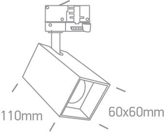 3 Circuit Tracklight Black Rectangular Replaceable lamp Aluminium One Light SKU:65105NAT/B - Toplightco