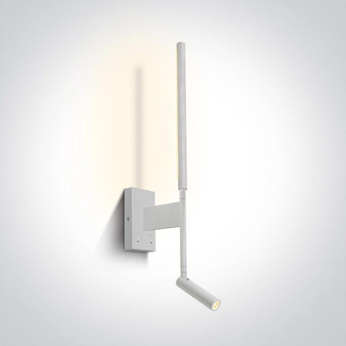 Wall Light White Rectangular Warm white LED built in 530lm 3W+6W Metal + Aluminium One Light SKU:65144/W/W - Toplightco
