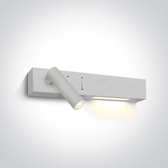 Wall Light White Rectangular Warm white LED built in 480lm 3W+6W Metal + Aluminium One Light SKU:65146/W/W - Toplightco