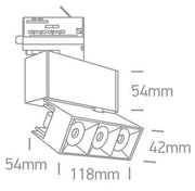 3 Circuit Tracklight Black Rectangular Warm White LED built in 960lm 12W Die Cast One Light SKU:65306BT/B/W - Toplightco