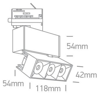 3 Circuit Tracklight Black Rectangular Warm White LED built in 960lm 12W Die Cast One Light SKU:65306BT/B/W - Toplightco