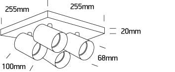 Black Gu10 Ceiling Mounted Adjustable Spotlights 4x10w Dark Light SKU: 65405N/B - Toplightco