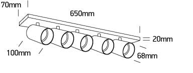 Black Gu10 Ceiling Mounted 5x10w Dark Light SKU: 65505N/B - Toplightco