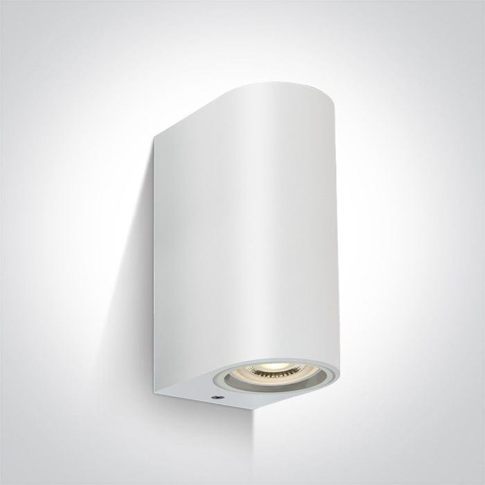 White 2xGU10 tubular ceiling light, IP65.

 

 One Light SKU:67142G/W