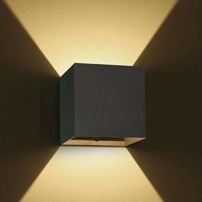 Wall & Ceiling Light Anthracite Rectangular Warm White LED Outdoor LED built in 2x200lm 2x3W Die Cast One Light SKU:67398C/AN/W - Toplightco