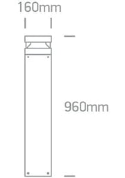 Anthracite Led Bollard 100cm 20w Warm White Ip65 230v - Toplightco