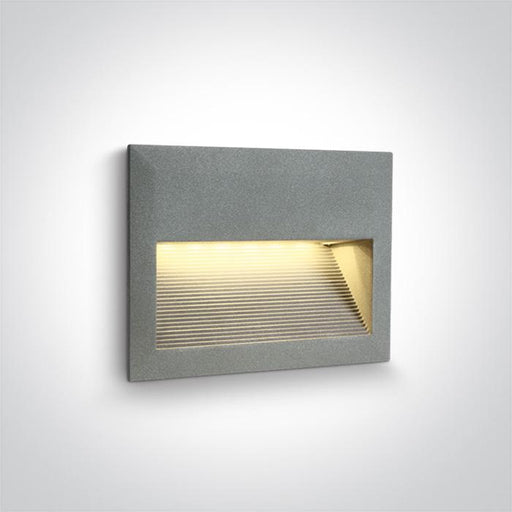 Wall Light Recessed Grey Rectangular Warm White LED Outdoor LED built in 2W Die Cast One Light SKU:68016/G/W - Toplightco