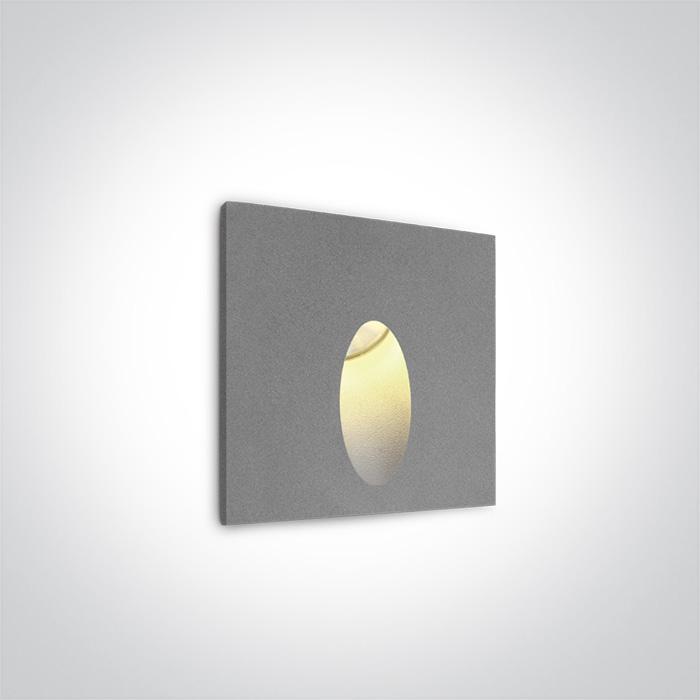 Wall Light Recessed Grey Rectangular Warm White LED Outdoor LED built in 3W Aluminium One Light SKU:68032/G/W - Toplightco