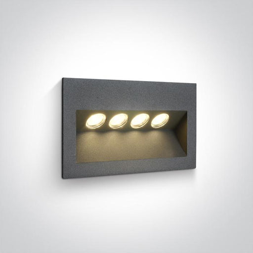 Wall Light Recessed Anthracite Rectangular Warm White LED Outdoor LED built in 280lm 4x1W Die Cast One Light SKU:68048/AN/W - Toplightco