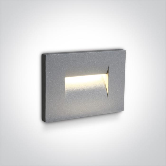 Wall Light Recessed Grey Rectangular Warm White LED Outdoor LED built in 85lm 3,6W Die Cast One Light SKU:68064/G/W - Toplightco