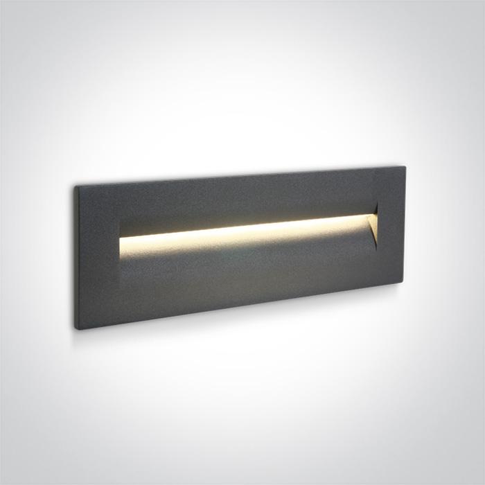 Wall Light Recessed Anthracite Rectangular Warm White LED Outdoor LED built in 160lm 8,5W Die Cast One Light SKU:68066/AN/W - Toplightco