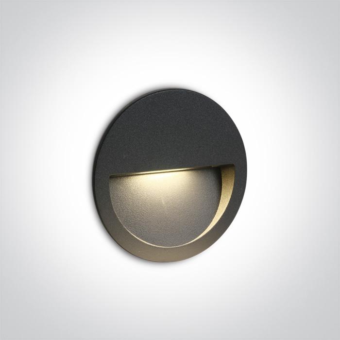 Wall Light Recessed Anthracite Circular Warm White LED Outdoor LED built in 300lm 3W Die Cast One Light SKU:68068/AN/W - Toplightco