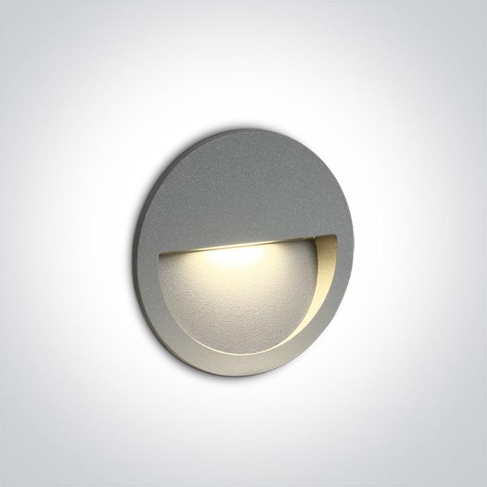 Wall Light Recessed Grey Circular Warm White LED Outdoor LED built in 300lm 3W Die Cast One Light SKU:68068/G/W - Toplightco