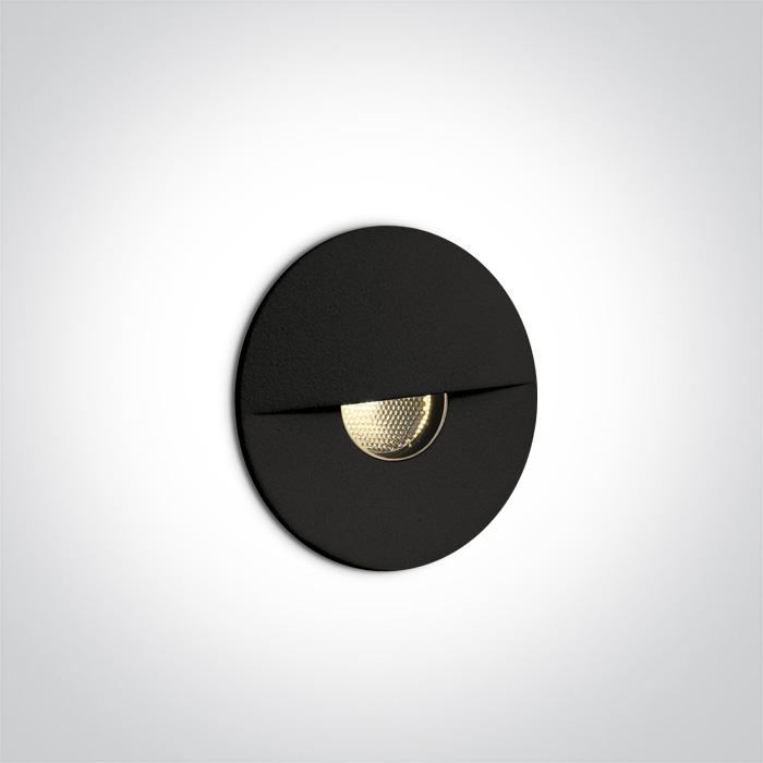Wall Light Recessed Black Circular Warm White LED Outdoor 50lm Aluminium One Light SKU:68070/B/W - Toplightco