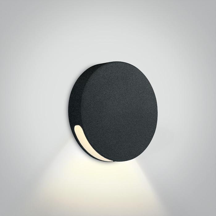 Wall Light Recessed Black Circular Warm White LED Outdoor 100lm Aluminium One Light SKU:68074/B/W - Toplightco