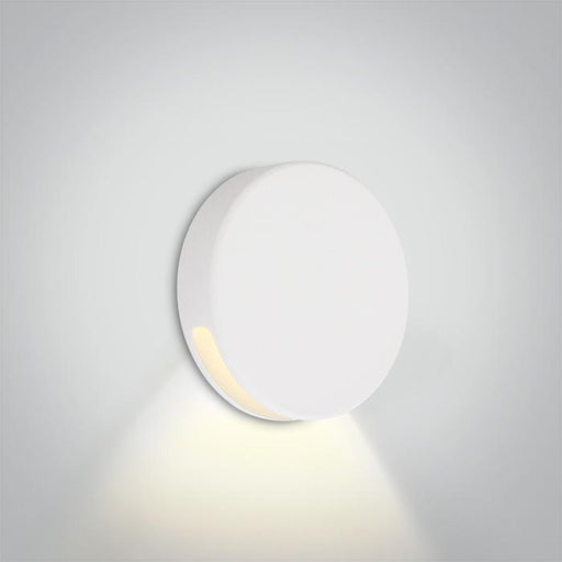 Wall Light White Circular Warm White LED Outdoor 100lm Aluminium One Light SKU:68074/W/W - Toplightco