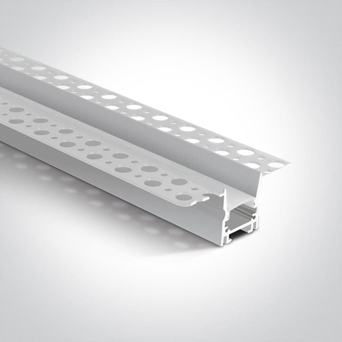 White Trimless Profile 2m For 12mm Strips + Pc Opal Diffuser Dark - Toplightco