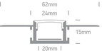 LED Strip Profile Aluminium 2m Rectangular Aluminium One Light SKU:7904TR/AL - Toplightco