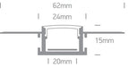 Black Trimless Profile 2m For 20mm Strips + Black Pc Diffuser - Toplightco