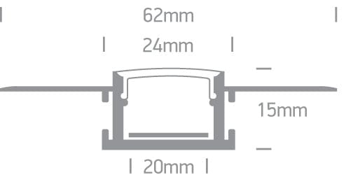 Black Trimless Profile 2m For 20mm Strips + Black Pc Diffuser - Toplightco