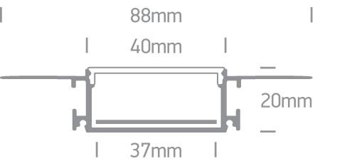 LED Strip Aluminium Rectangular Aluminium One Light SKU:7906TR/AL - Toplightco