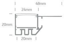 Aluminium 2m Recessed aluminium trimless profile for with PC opal diffuser.



Complete with 2 pairs end cups.



Suitable for 7820, 7846, 7835, 7875 and LED Strips 20mm.

 One Light SKU:7909TR/AL