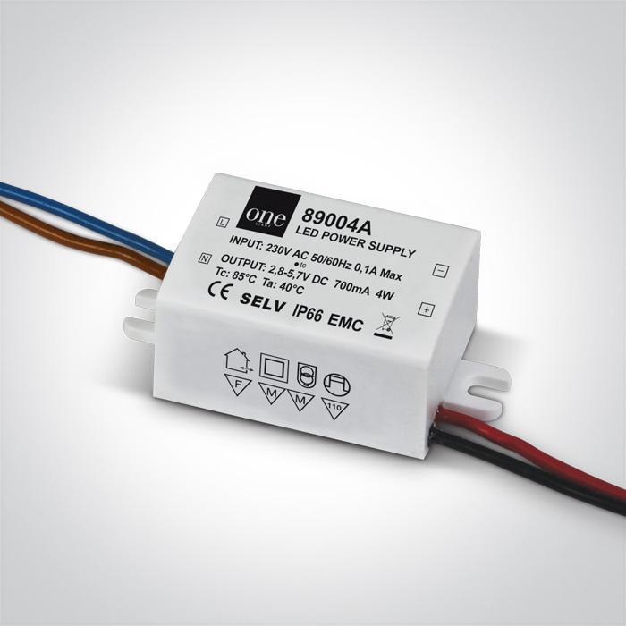 LED Driver 700mA 2-4 Watt Rectangular Outdoor Plastic One Light SKU:89004A - Toplightco