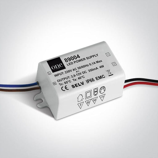 IP66 Constant current LED driver, non-dimmable, for 350mA

LED spotlights / LED fittings, 1-4W.

 

 One Light SKU:89004