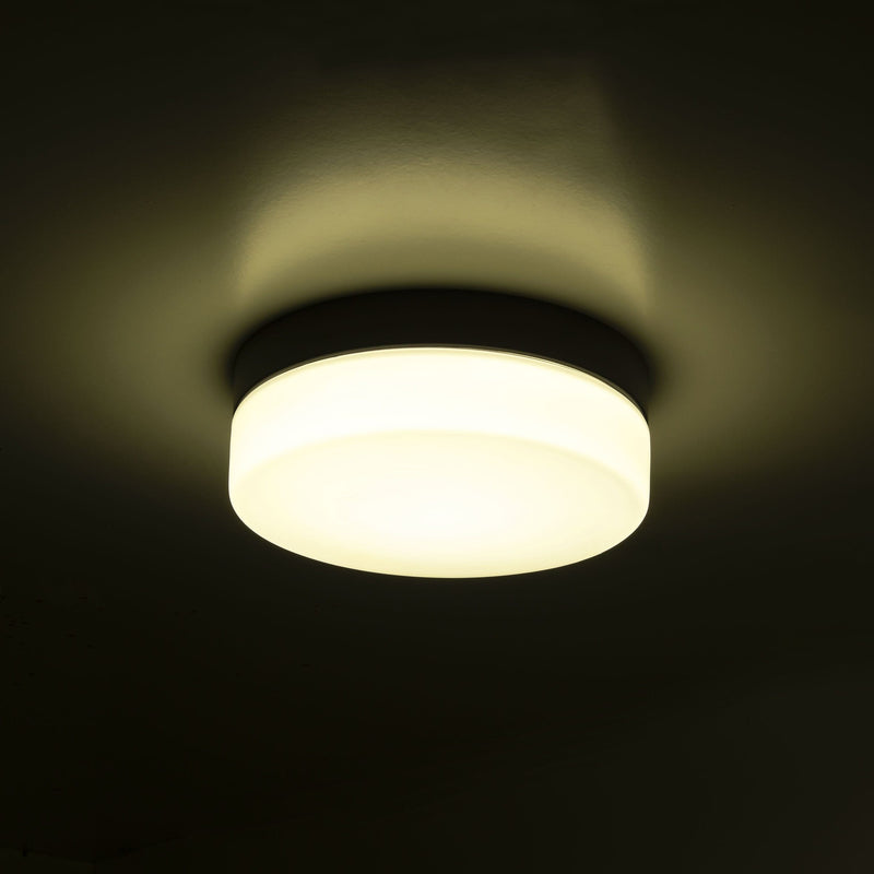 CEILING FIXTURE IP44 GIRO LED 10.8W CCT Colour Changing 3000-4000K BLACK 327LM SKU: DE-0133-NEG - Toplightco