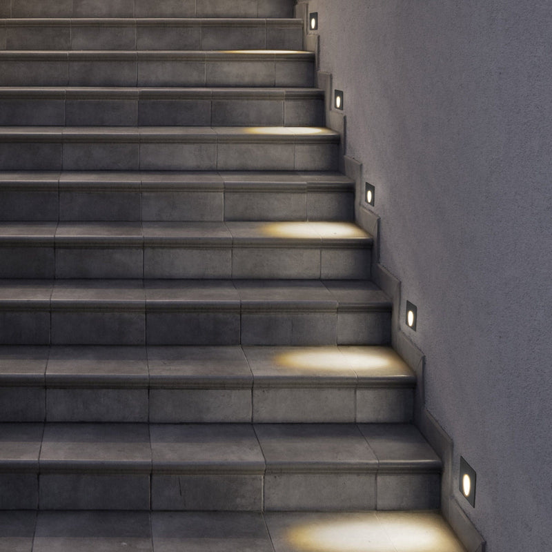 Recessed Wall Light Ip65 Icon Square Led 2.2w 3000k Black 61lm SKU: PX-0357-NEG - Toplightco