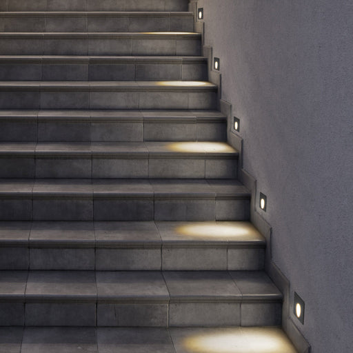 Recessed Wall Light Ip65 Icon Square Led 2.2w 3000k Black 61lm SKU: PX-0357-NEG - Toplightco