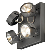 SLV 1000135 KALU LED 4 wall and ceiling light, square, black, 3000K, 60° - Toplightco