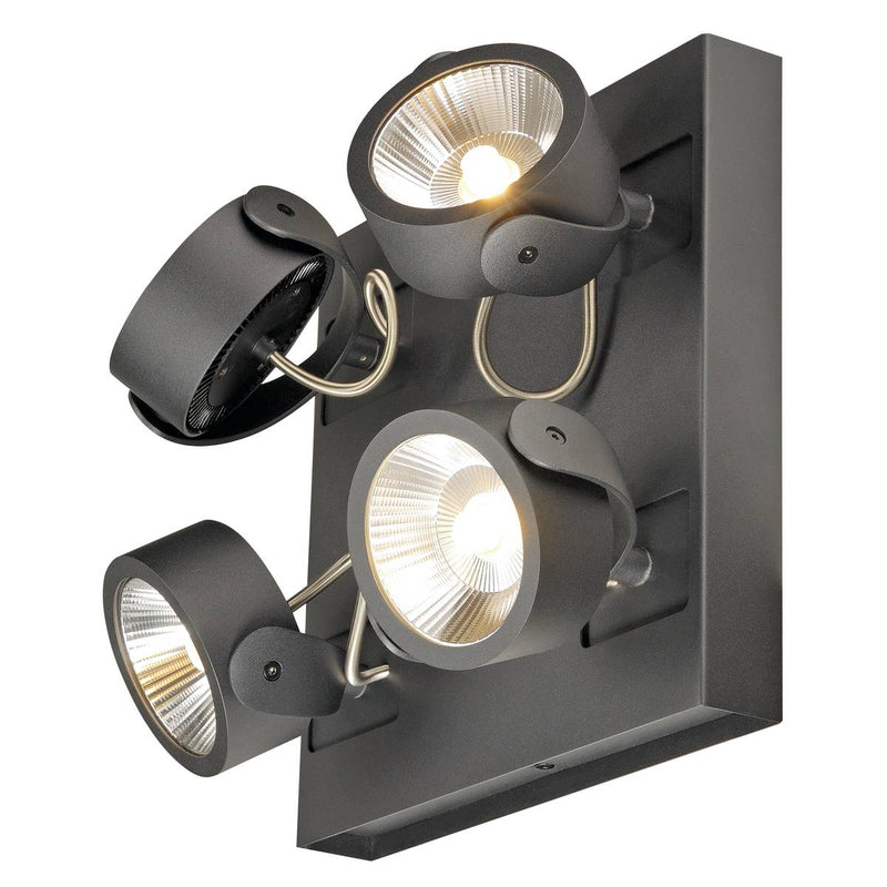 SLV 1000135 KALU LED 4 wall and ceiling light, square, black, 3000K, 60° - Toplightco