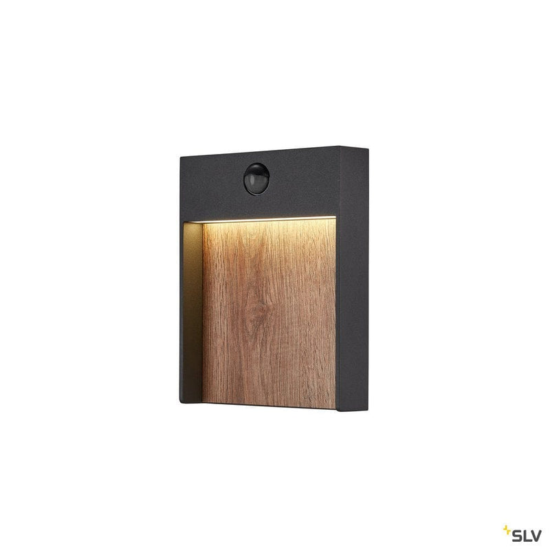 Flatt Sensor Outdoor Led Surface-mounted Wall Light Cct 3000/4000k Ip65 Anthracite/brown - Toplightco