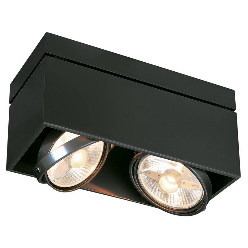 SLV 117110 KARDAMOD SURFACE SQUARE ES111 DOUBLE ceiling light, square, black, 2xGU10, max. 2x75W - Toplightco