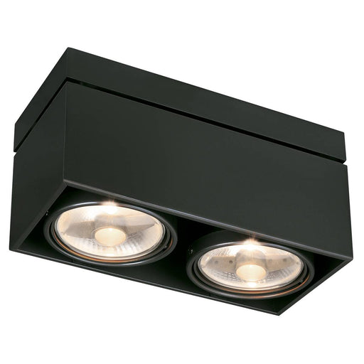 SLV 117110 KARDAMOD SURFACE SQUARE ES111 DOUBLE ceiling light, square, black, 2xGU10, max. 2x75W - Toplightco