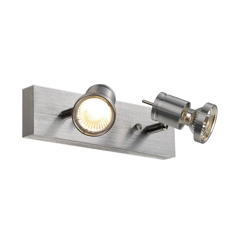 SLV 147442 ASTO II wall and ceiling light , alu brushed, 2x GU10, max. 2x 75W - Toplightco