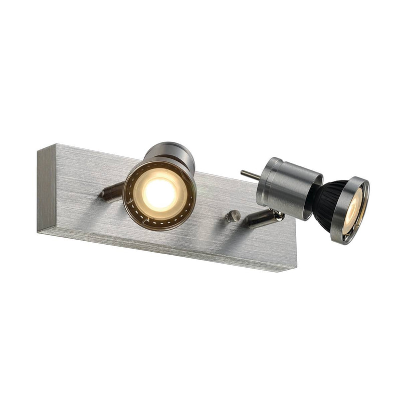 SLV 147442 ASTO II wall and ceiling light , alu brushed, 2x GU10, max. 2x 75W - Toplightco