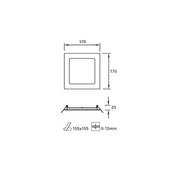 Downlight Ip23 Easy Square 170mm Led 10w 4000k White 961lm SKU: TC-0155-BLA - Toplightco