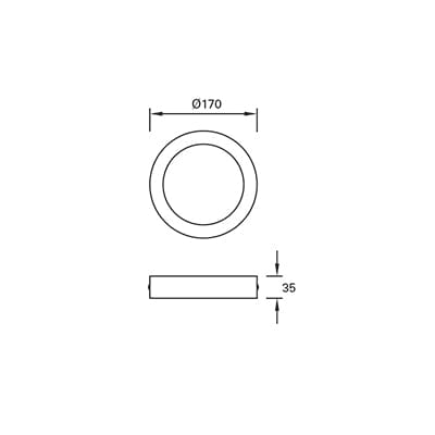 Ceiling Light Ip23 Easy Round Surface Ø170mm Led 10w 4000k White 961lm SKU: TC-0161-BLA - Toplightco
